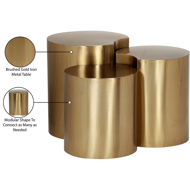 Meridian Furniture Dimple 3 Piece Gold Iron Metal End Table