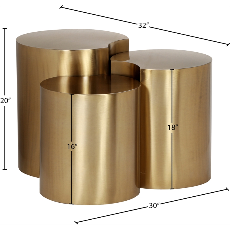 Meridian Furniture Dimple 3 Piece Gold Iron Metal End Table