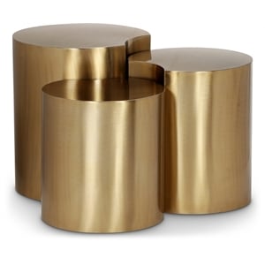 Meridian Furniture Dimple 3 Piece Gold Iron Metal End Table