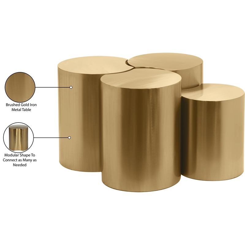 Meridian Furniture Dimple 4 Piece Gold Iron Metal Coffee Table