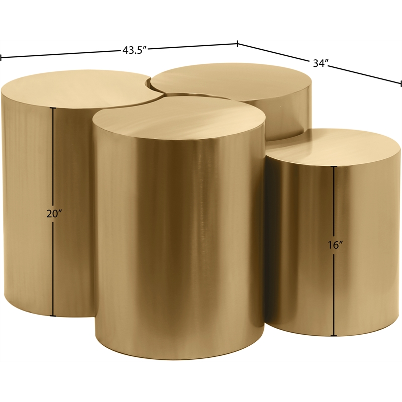 Meridian Furniture Dimple 4 Piece Gold Iron Metal Coffee Table