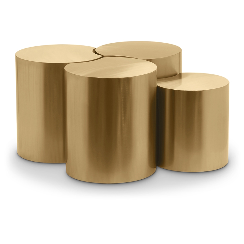 Meridian Furniture Dimple 4 Piece Gold Iron Metal Coffee Table