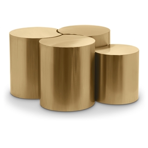 Meridian Furniture Dimple 4 Piece Gold Iron Metal Coffee Table