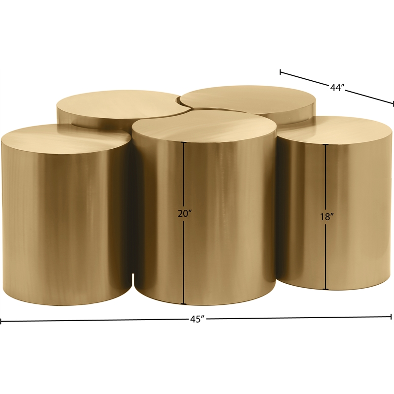 Meridian Furniture Dimple 5 Piece Gold Iron Metal Coffee Table