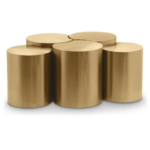 Meridian Furniture Dimple 5 Piece Gold Iron Metal Coffee Table