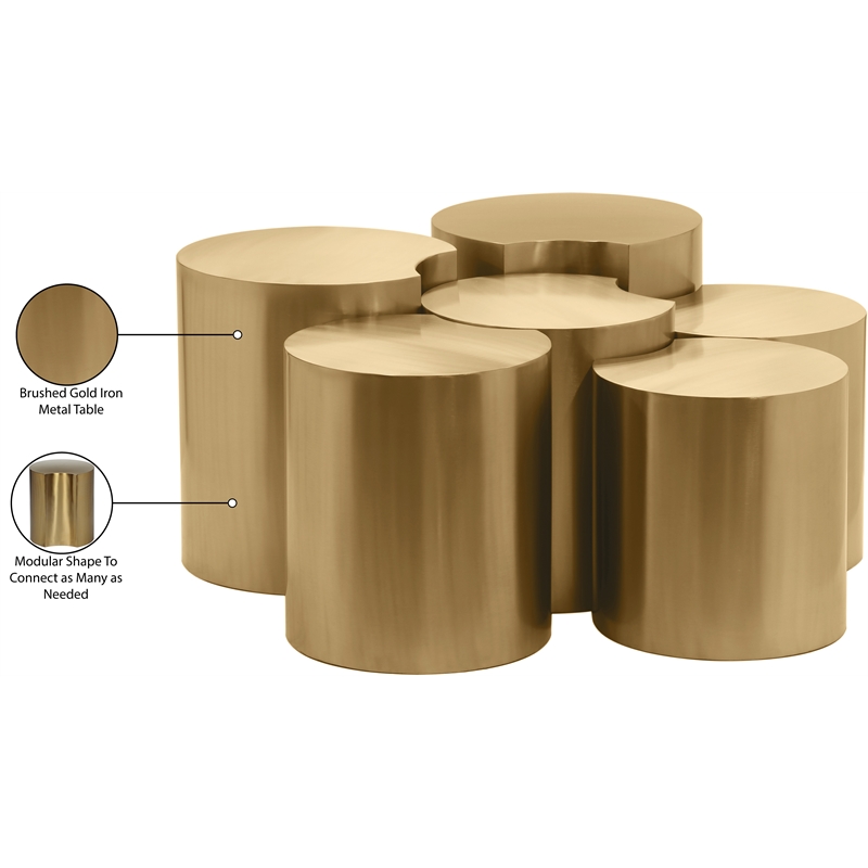 Meridian Furniture Dimple 6 Piece Gold Iron Metal Coffee Table