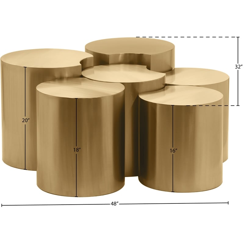 Meridian Furniture Dimple 6 Piece Gold Iron Metal Coffee Table