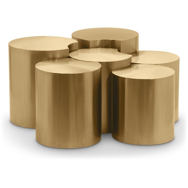 Meridian Furniture Dimple 6 Piece Gold Iron Metal Coffee Table