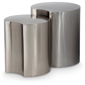 Meridian Furniture Dimple 2 Piece Silver Iron Metal End Table