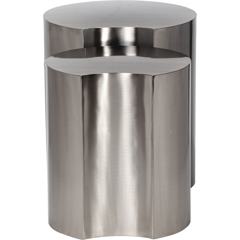 Meridian Furniture Dimple 2 Piece Silver Iron Metal End Table