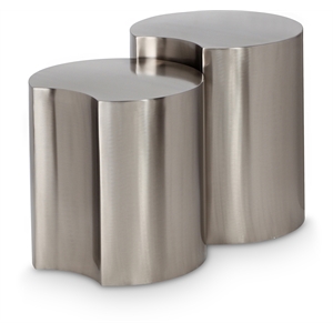 Meridian Furniture Dimple 2 Piece Silver Iron Metal End Table