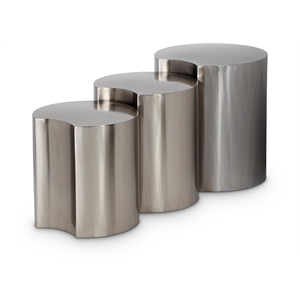 Meridian Furniture Dimple 3 Piece Silver Iron Metal End Table