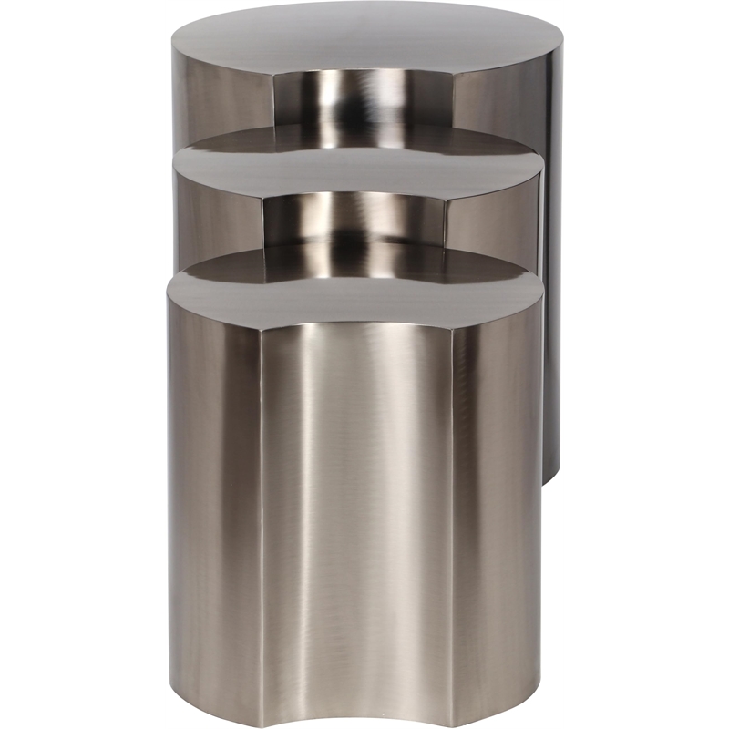 Meridian Furniture Dimple 3 Piece Silver Iron Metal End Table