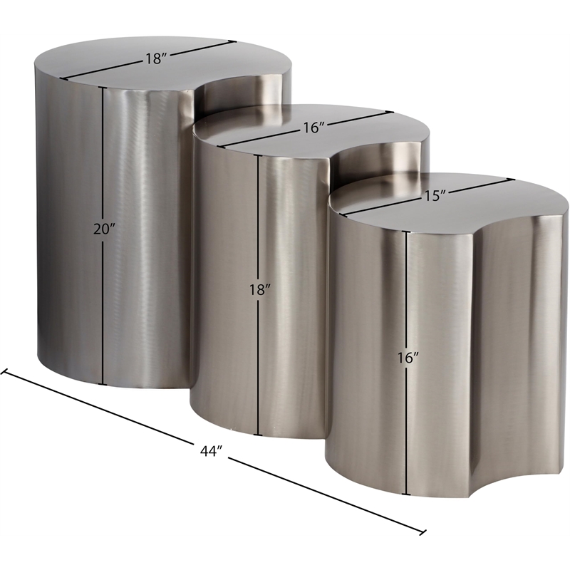 Meridian Furniture Dimple 3 Piece Silver Iron Metal End Table