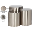 Meridian Furniture Dimple 3 Piece Silver Iron Metal End Table