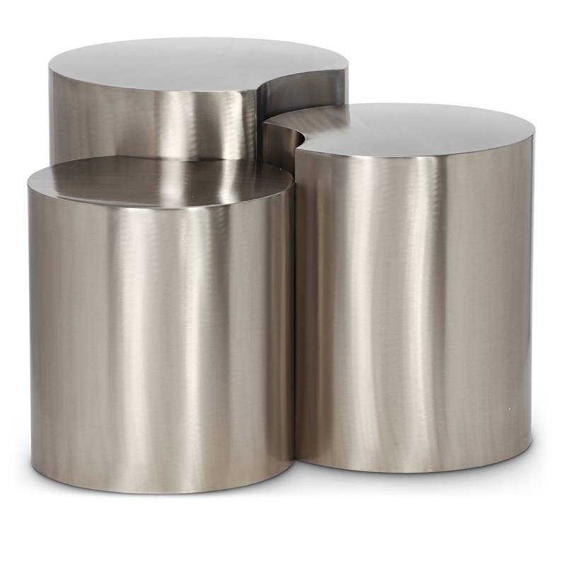 Meridian Furniture Dimple 3 Piece Silver Iron Metal End Table