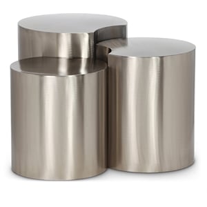 Meridian Furniture Dimple 3 Piece Silver Iron Metal End Table