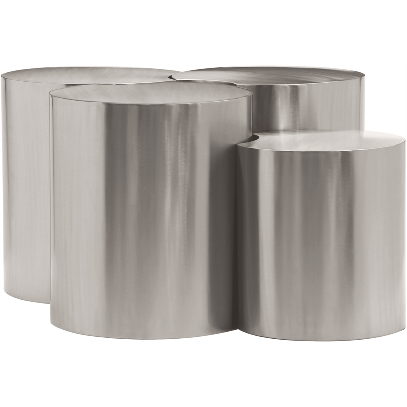 Meridian Furniture Dimple 4 Piece Silver Iron Metal Coffee Table