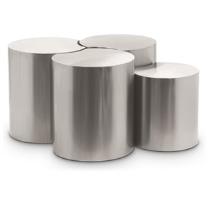 Meridian Furniture Dimple 4 Piece Silver Iron Metal Coffee Table