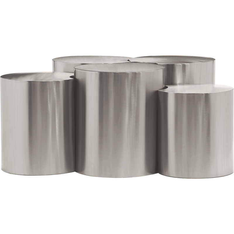 Meridian Furniture Dimple 5 Piece Silver Iron Metal Coffee Table