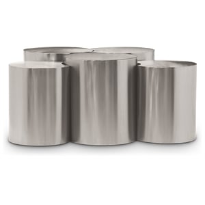 Meridian Furniture Dimple 5 Piece Silver Iron Metal Coffee Table