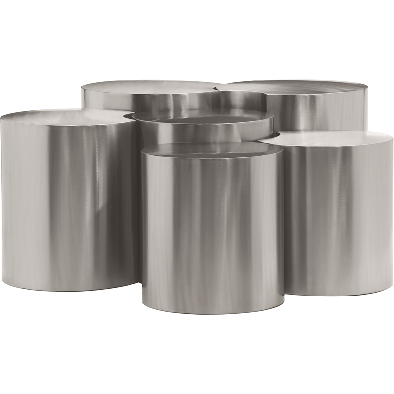 Meridian Furniture Dimple 6 Piece Silver Iron Metal Coffee Table