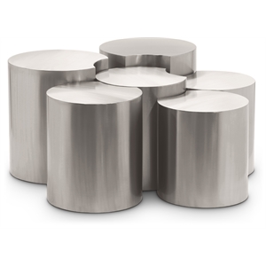 Meridian Furniture Dimple 6 Piece Silver Iron Metal Coffee Table