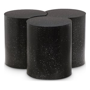 Meridian Furniture Dimple 3 Piece Black Terrazzo Pattern Iron Metal Coffee Table