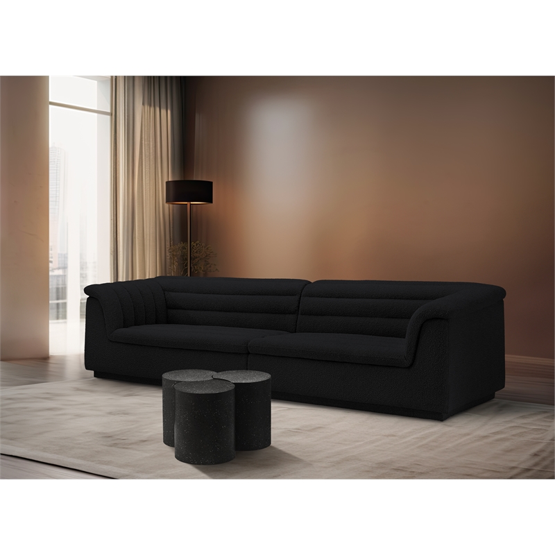 Meridian Furniture Dimple 3 Piece Black Terrazzo Pattern Iron Metal Coffee Table