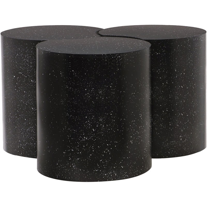 Meridian Furniture Dimple 3 Piece Black Terrazzo Pattern Iron Metal Coffee Table