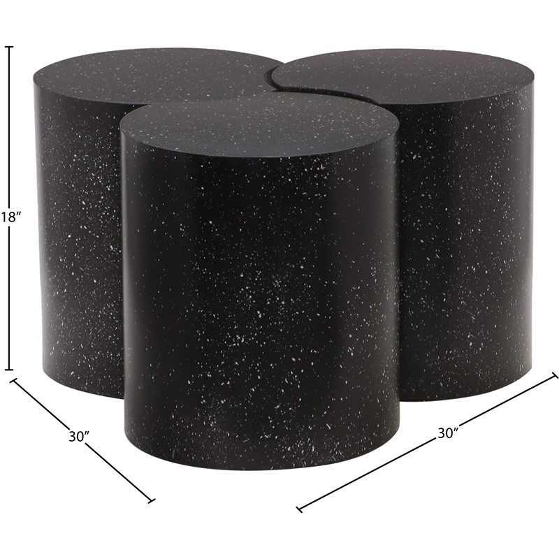 Meridian Furniture Dimple 3 Piece Black Terrazzo Pattern Iron Metal Coffee Table