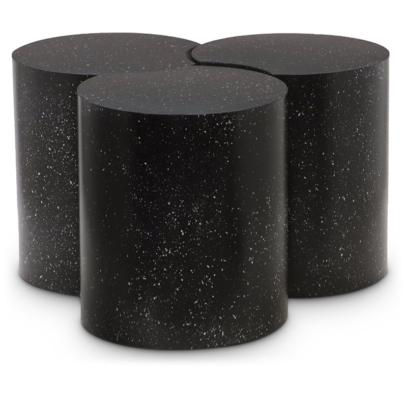 Meridian Furniture Dimple 3 Piece Black Terrazzo Pattern Iron Metal Coffee Table