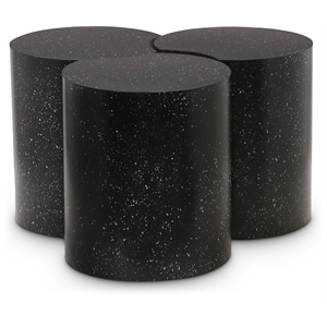 Meridian Furniture Dimple 3 Piece Black Terrazzo Pattern Iron Metal Coffee Table