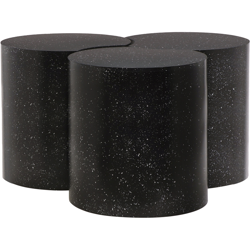 Meridian Furniture Dimple 3 Piece Black Terrazzo Pattern Iron Metal Coffee Table