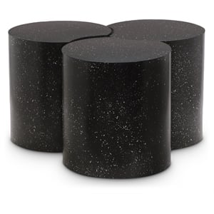 Meridian Furniture Dimple 3 Piece Black Terrazzo Pattern Iron Metal Coffee Table