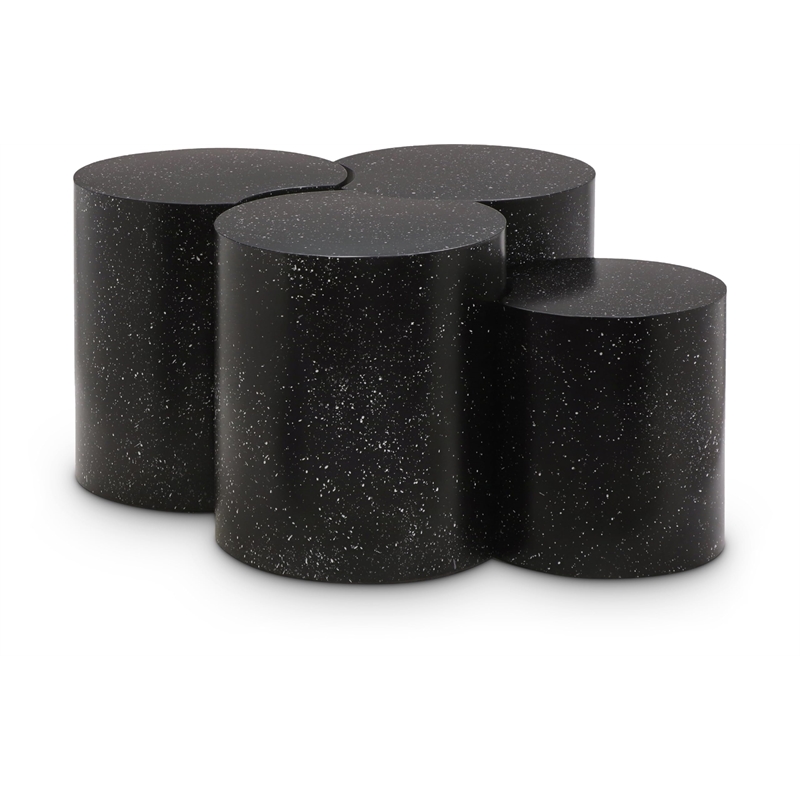 Meridian Furniture Dimple 4 Piece Black Terrazzo Pattern Iron Metal Coffee Table