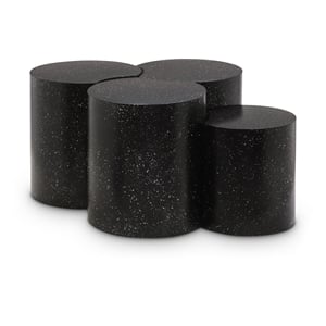 Meridian Furniture Dimple 4 Piece Black Terrazzo Pattern Iron Metal Coffee Table