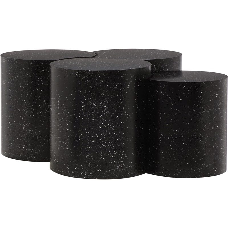 Meridian Furniture Dimple 4 Piece Black Terrazzo Pattern Iron Metal Coffee Table