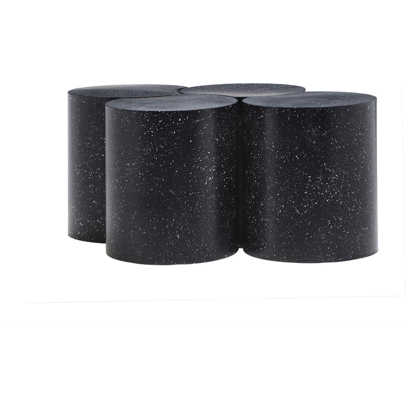 Meridian Furniture Dimple 4 Piece Black Terrazzo Pattern Iron Metal Coffee Table