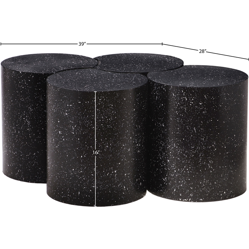 Meridian Furniture Dimple 4 Piece Black Terrazzo Pattern Iron Metal Coffee Table