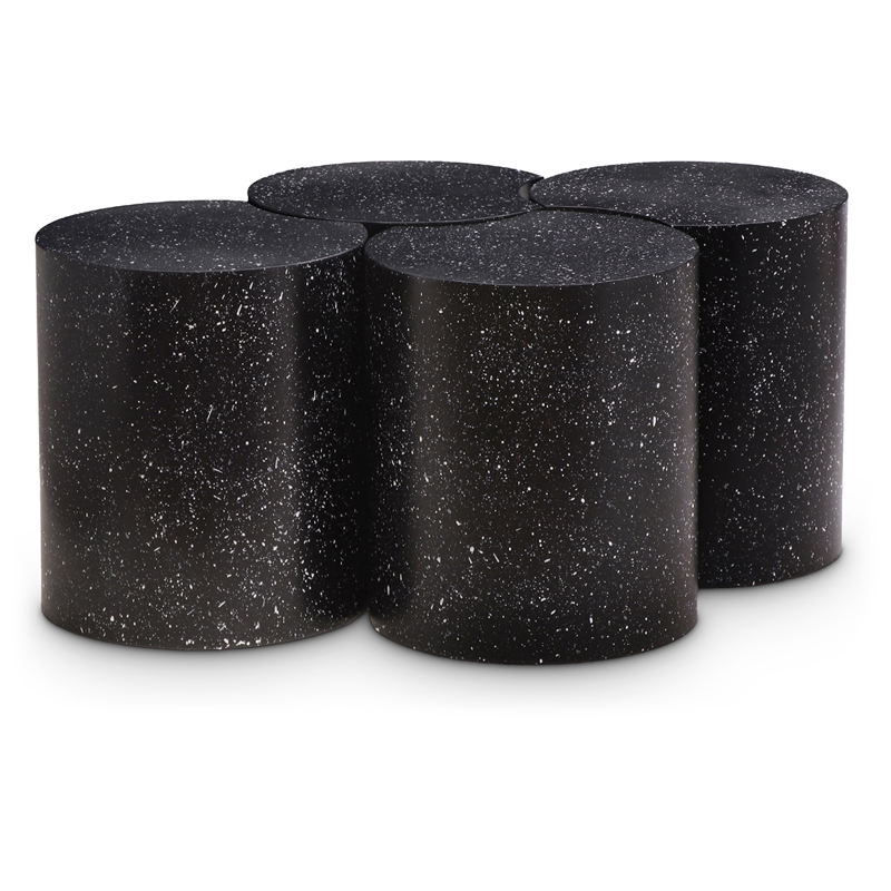 Meridian Furniture Dimple 4 Piece Black Terrazzo Pattern Iron Metal Coffee Table