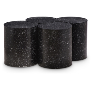 Meridian Furniture Dimple 4 Piece Black Terrazzo Pattern Iron Metal Coffee Table
