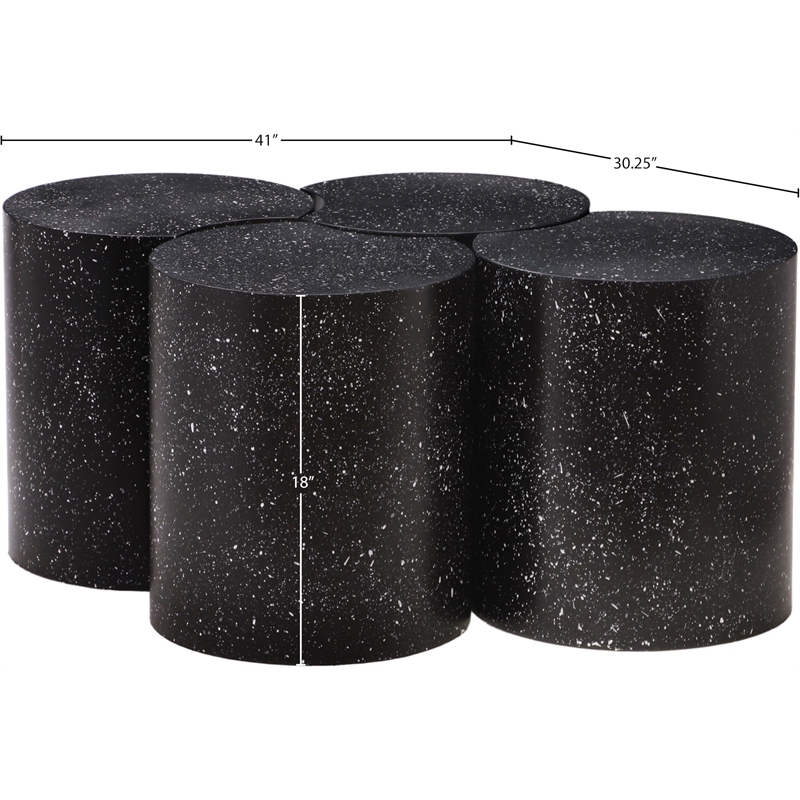 Meridian Furniture Dimple 4 Piece Black Terrazzo Pattern Iron Metal Coffee Table