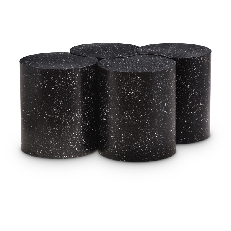 Meridian Furniture Dimple 4 Piece Black Terrazzo Pattern Iron Metal Coffee Table
