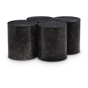 Meridian Furniture Dimple 4 Piece Black Terrazzo Pattern Iron Metal Coffee Table