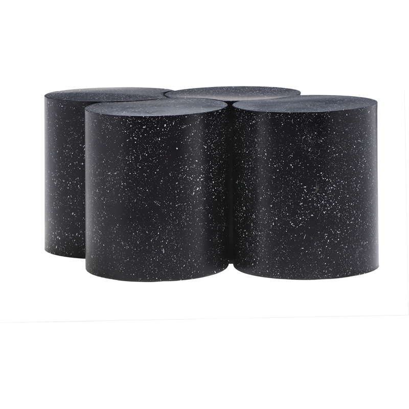 Meridian Furniture Dimple 4 Piece Black Terrazzo Pattern Iron Metal Coffee Table