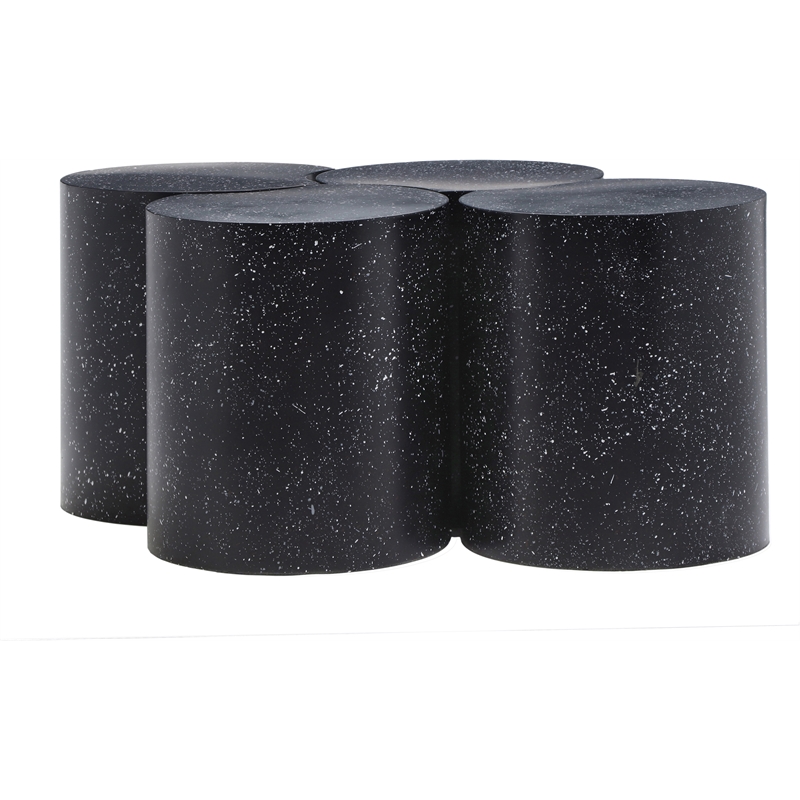 Meridian Furniture Dimple 4 Piece Black Terrazzo Pattern Iron Metal Coffee Table