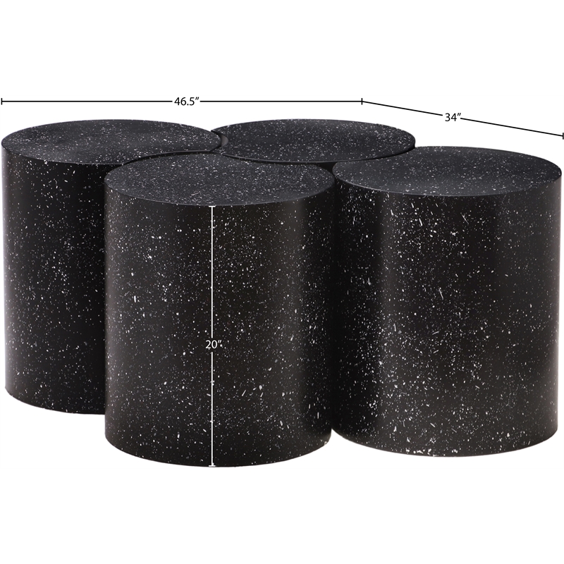 Meridian Furniture Dimple 4 Piece Black Terrazzo Pattern Iron Metal Coffee Table