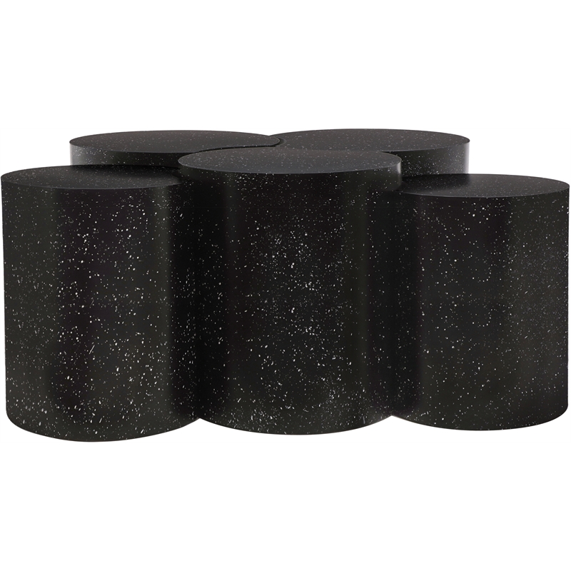 Meridian Furniture Dimple 5 Piece Black Terrazzo Pattern Iron Metal Coffee Table