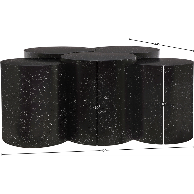 Meridian Furniture Dimple 5 Piece Black Terrazzo Pattern Iron Metal Coffee Table